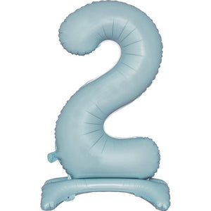 Balloon - Supershapes, Numbers & Letters Pastel Blue Large Number 2 Air Filled Standing Foil Balloon 76cm Each