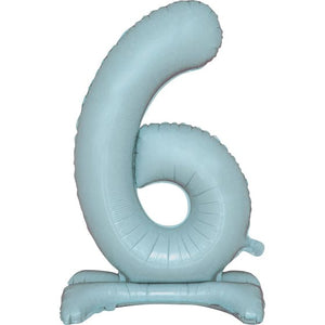 Balloon - Supershapes, Numbers & Letters Pastel Blue Large Number 6 Air Filled Standing Foil Balloon 76cm Each