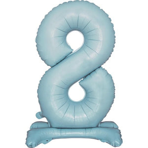 Balloon - Supershapes, Numbers & Letters Pastel Blue Large Number 8 Air Filled Standing Foil Balloon 76cm Each