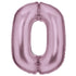 Pastel Pink Large Number 0 Silk Lustre Foil Balloon 64cm w x 90cm h Each