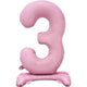 Balloon - Supershapes, Numbers & Letters Pastel Pink Large Number 3 Air Filled Standing Foil Balloon 76cm Each