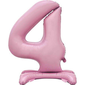 Balloon - Supershapes, Numbers & Letters Pastel Pink Large Number 4 Air Filled Standing Foil Balloon 76cm Each