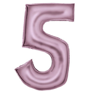 Balloon - Supershapes, Numbers & Letters Pastel Pink Large Number 5 Silk Lustre Foil Balloon 56cm w x 89cm h Each