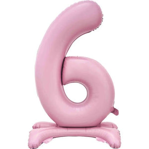 Balloon - Supershapes, Numbers & Letters Pastel Pink Large Number 6 Air Filled Standing Foil Balloon 76cm Each