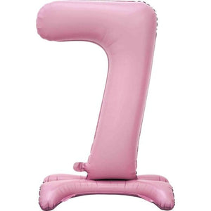 Balloon - Supershapes, Numbers & Letters Pastel Pink Large Number 7 Air Filled Standing Foil Balloon 76cm Each