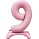 Balloon - Supershapes, Numbers & Letters Pastel Pink Large Number 9 Air Filled Standing Foil Balloon 76cm Each