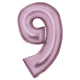 Balloon - Supershapes, Numbers & Letters Pastel Pink Large Number 9 Silk Lustre Foil Balloon 57cm w x 91cm h Each