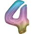 Pastel Rainbow Large Number 4 Foil Balloon 66cm w x 93cm h Each