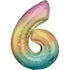 Pastel Rainbow Large Number 6 Foil Balloon 56cm w x 92cm h Each