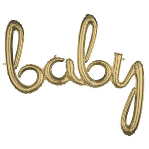 Balloon - Supershapes, Numbers & Letters Phrase Script baby White Gold Foil Balloon 99cm x 83cm Each