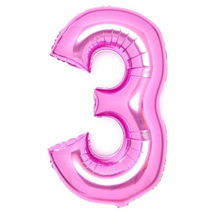 Balloon - Supershapes, Numbers & Letters Pink Large Number 3 Foil Balloon 53cm w x 87cm h Each