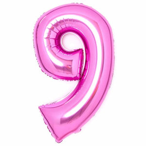 Balloon - Supershapes, Numbers & Letters Pink Large Number 9 Foil Balloon 57cm w x 91cm h Each