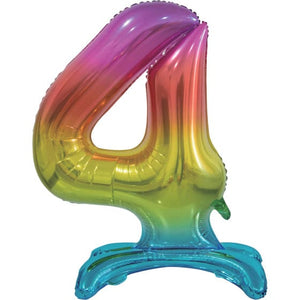 Balloon - Supershapes, Numbers & Letters Rainbow / 4 Large Number Air Filled Standing Foil Balloon 76cm Each