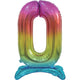 Balloon - Supershapes, Numbers & Letters Rainbow Large Number 0 Air Filled Standing Foil Balloon 76cm Each