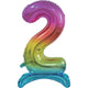 Balloon - Supershapes, Numbers & Letters Rainbow Large Number 2 Air Filled Standing Foil Balloon 76cm Each