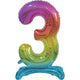 Balloon - Supershapes, Numbers & Letters Rainbow Large Number 3 Air Filled Standing Foil Balloon 76cm Each