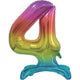 Balloon - Supershapes, Numbers & Letters Rainbow Large Number 4 Air Filled Standing Foil Balloon 76cm Each