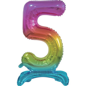 Balloon - Supershapes, Numbers & Letters Rainbow Large Number 5 Air Filled Standing Foil Balloon 76cm Each