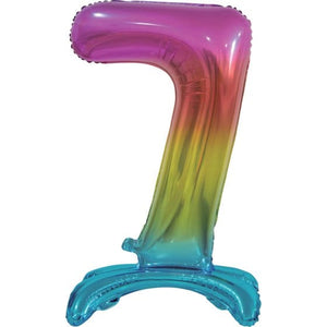 Balloon - Supershapes, Numbers & Letters Rainbow Large Number 7 Air Filled Standing Foil Balloon 76cm Each