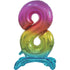 Rainbow Large Number 8 Air Filled Standing Foil Balloon 76cm Each