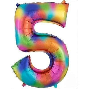 Balloon - Supershapes, Numbers & Letters Rainbow Splash Numeral 5 Supershape Foil Balloon 86cm Each