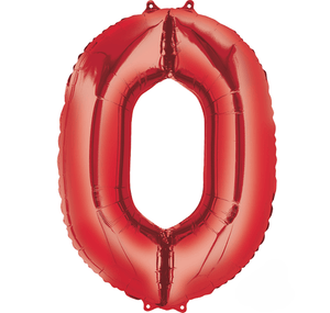 Balloon - Supershapes, Numbers & Letters Red / 0 Numeral SuperShape Foil Balloon 86cm Each