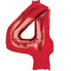 Balloon - Supershapes, Numbers & Letters Red / 4 Numeral SuperShape Foil Balloon 86cm Each