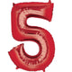 Balloon - Supershapes, Numbers & Letters Red / 5 Numeral SuperShape Foil Balloon 86cm Each