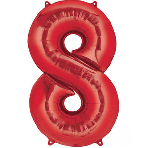 Balloon - Supershapes, Numbers & Letters Red / 8 Numeral SuperShape Foil Balloon 86cm Each