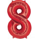 Balloon - Supershapes, Numbers & Letters Red / 8 Numeral SuperShape Foil Balloon 86cm Each
