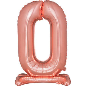 Balloon - Supershapes, Numbers & Letters Rose Gold / 0 Large Number Air Filled Standing Foil Balloon 76cm Each