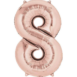 Balloon - Supershapes, Numbers & Letters Rose Gold / 8 Numeral SuperShape Foil Balloon 86cm Each