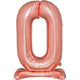 Balloon - Supershapes, Numbers & Letters Rose Gold Large Number 0 Air Filled Standing Foil Balloon 76cm Each