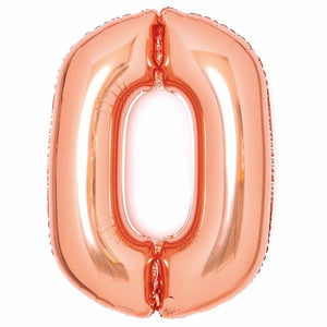 Balloon - Supershapes, Numbers & Letters Rose Gold Large Number 0 Foil Balloon 64cm w x 90cm h Each