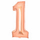 Balloon - Supershapes, Numbers & Letters Rose Gold Large Number 1 Foil Balloon 37cm w x 82cm h Each