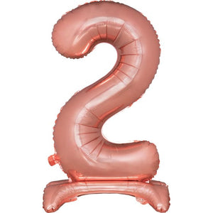 Balloon - Supershapes, Numbers & Letters Rose Gold Large Number 2 Air Filled Standing Foil Balloon 76cm Each