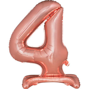 Balloon - Supershapes, Numbers & Letters Rose Gold Large Number 4 Air Filled Standing Foil Balloon 76cm Each