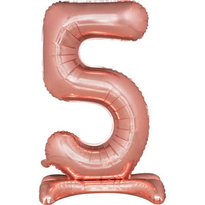 Balloon - Supershapes, Numbers & Letters Rose Gold Large Number 5 Air Filled Standing Foil Balloon 76cm Each