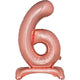 Balloon - Supershapes, Numbers & Letters Rose Gold Large Number 6 Air Filled Standing Foil Balloon 76cm Each