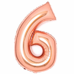 Balloon - Supershapes, Numbers & Letters Rose Gold Large Number 6 Foil Balloon 56cm w x 92cm h Each