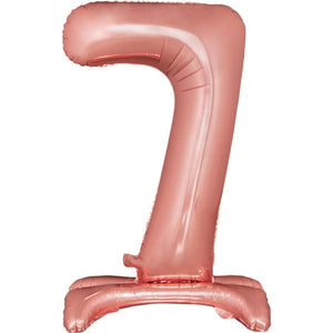 Balloon - Supershapes, Numbers & Letters Rose Gold Large Number 7 Air Filled Standing Foil Balloon 76cm Each