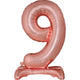 Balloon - Supershapes, Numbers & Letters Rose Gold Large Number 9 Air Filled Standing Foil Balloon 76cm Each