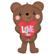 Balloon - Supershapes, Numbers & Letters Satin Brown Love You Bear SuperShape Foil Balloon 48cm x 76cm Each