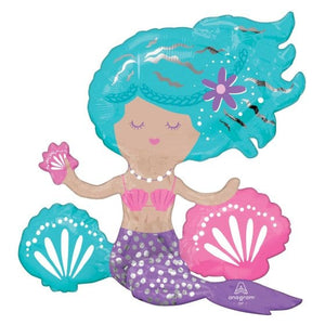 Balloon - Supershapes, Numbers & Letters Shimmering Mermaid Multi-Balloon 45cm x 43cm Each