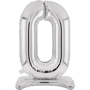 Balloon - Supershapes, Numbers & Letters Silver / 0 Large Number Air Filled Standing Foil Balloon 76cm Each