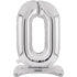 Silver Large Number 0 Air Filled Standing Foil Balloon 76cm Each