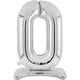 Balloon - Supershapes, Numbers & Letters Silver Large Number 0 Air Filled Standing Foil Balloon 76cm Each