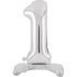 Silver Large Number 1 Air Filled Standing Foil Balloon 76cm Each