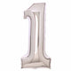 Balloon - Supershapes, Numbers & Letters Silver Large Number 1 Foil Balloon 37cm w x 82cm h Each