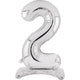 Balloon - Supershapes, Numbers & Letters Silver Large Number 2 Air Filled Standing Foil Balloon 76cm Each